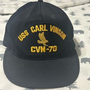 Vintage US Navy gold embroidered USS Carl Vinson snapback hat